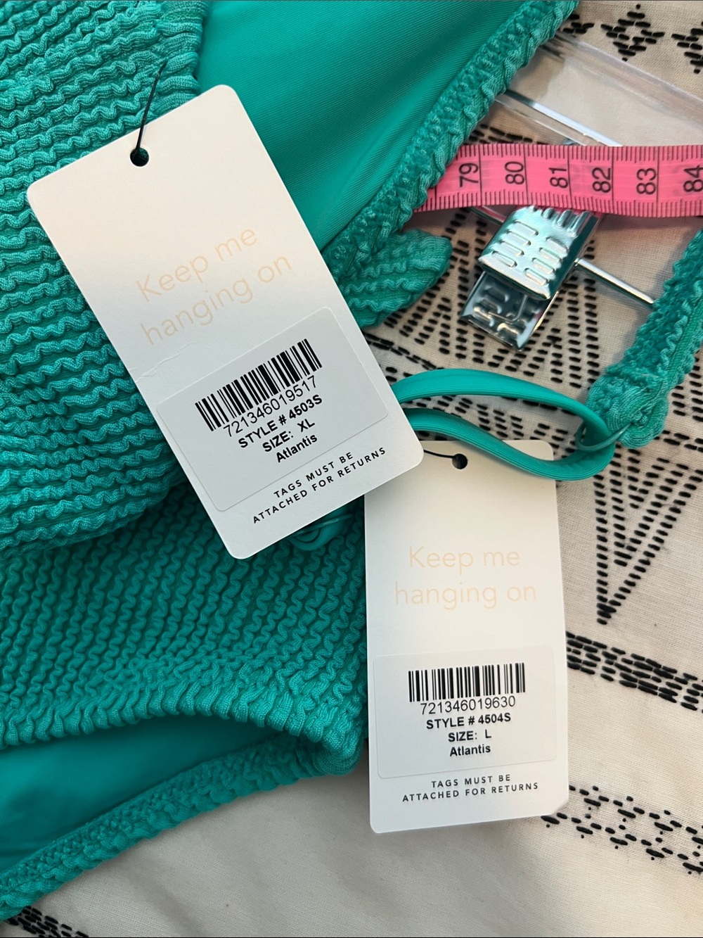 NWT Lively Textured Knot XL Bikini Top & High-Waist Bottoms Aqua size L - Picture 2 of 6